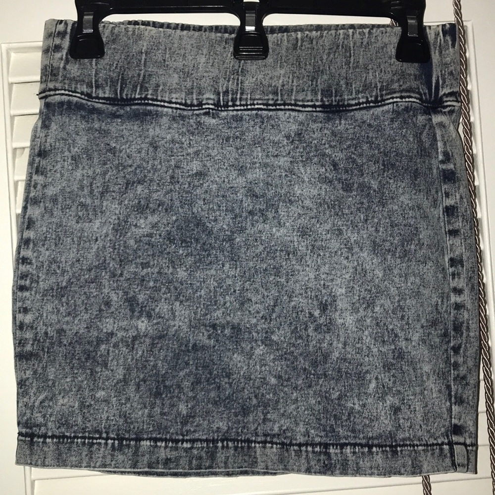 Acid wash denim mini skirt